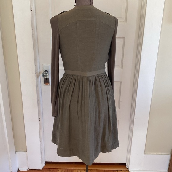 Anthropologie Parameter Long Sleeve Zip Front Olive Green Dress 4 - Picture 4 of 6